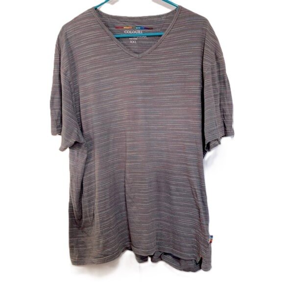 COLOURS Alexander Julian Horizontal Rainbow Stripes Short Sleeve Tshirt Mens XXL - Picture 1 of 9